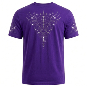 Camiseta de Manga Corta para Hombre con Diseño de Diamantes de Imitación, Cuello Redondo, Corte Casual, Largo Regular, en Oferta - Product Image 6