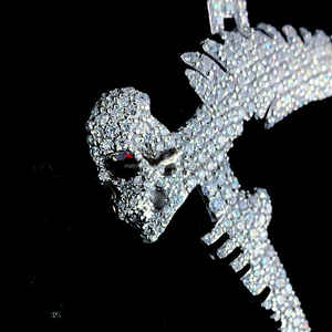 Danger Crâne En Forme De VVS Qualité Ronde Moissanite Diamant Crâne Pendentif 925 Starling Argent Pendentif Hip Hop - Product Image 2