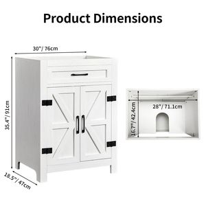 Mobile bagno lavabo a doppia anta in truciolato melaminico bianco lavato, con ripiani interni a U, 76x47x91cm - Product Image 4