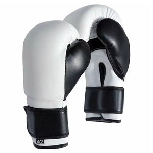 Guantes de Boxeo Blancos y Negros de 8 Onzas, de Cuero, con Cierre de Velcro y Correa para la Muñeca, para Entrenamiento de Artes Marciales para Adultos - Product Image 3