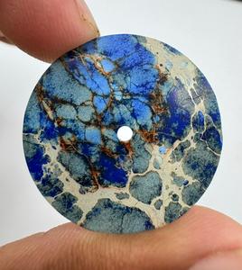 A K Gems Pierre précieuse Jaspe sédimentaire bleu pour cadran de montre, ronde de 28 mm, épaisseur 0,70 mm, trou central de 2 mm, coupe plate, pierre en vrac pour la fabrication de montres - Product Image 1