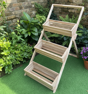 Jardinera Elevada de Madera de 3 Niveles, Jardinera de Madera Natural, Jardinera para Hierbas que Ahorra Espacio - Product Image 3