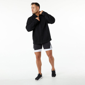 Basic men oversized zipper hoodie casual piece soft cotton fleece fabric full <b>zip</b> <b>hooded</b> relaxed loose fit and everyday wear - Product Image 4