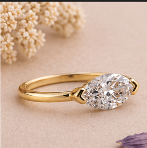 แหวนหมั้นเพชรโมอิสซาไนต์ทรงรีหรูหรา ทอง 14K 18K ประดับเพชรสามเม็ด ดีไซน์เรียบง่าย เหมาะสำหรับทั้งชายและหญิง เครื่องประดับคุณภาพสูง ของขวัญสำหรับงานปาร์ตี้ - Product Image 2