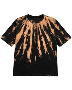 Camiseta Personalizada Negra con Efecto Tie-Dye para Hombre, Algodón, Cuello Redondo, Manga Corta, Estilo Vintage Lavado, Casual, Streetwear, OEM, Venta al por Mayor, Exportación - Product Image 1