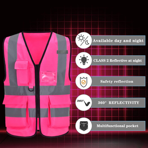 Gilet de sécurité haute visibilité personnalisé pour hommes, pour travaux de construction, en tissu maillé de qualité, avec bandes réfléchissantes. - Product Image 5