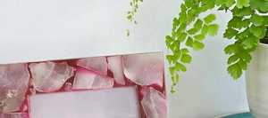 <b>Pink</b> Natural Stone Resin Photo <b>Frame</b> Handmade Tabletop Picture Display Custom Logo Home Decor - Product Image 2