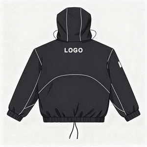 OEM Factory Custom 3m Reflective Acid Wash Solid Hooded Breathable Autumn Windbreaker <b>Jacket</b> and 100% Cotton Pants Men Tracksuit - Product Image 3