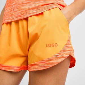 Shorts tricotés orange pour femme, taille mi-haute, fermeture élastique, style sportif, séchage rapide, tissu Spandex Polyester, coupe classique - Product Image 4