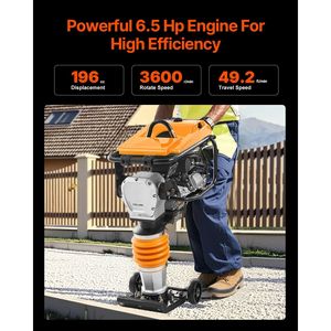 Compattatore a impulsi Jumping Jack da 6,5 HP, 196 cc, alimentato a carburante, con forza d'impatto di 3600 libbre e profondità massima di compattazione di 26 pollici - Product Image 4