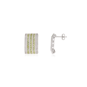 Handmade High Grade Jewelry 925 Sterling <b>Silver</b> 100% Genuine Peridot & Diamond Fine Studs <b>Earring</b> For Women's - Product Image 3