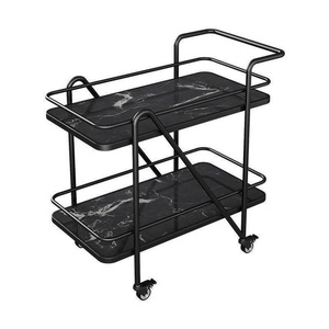 Carrito de Servicio Comercial Moderno de 2 Niveles, Carrito de Bebidas Minimalista, Isla de Cocina Portátil para Restaurante y Hotel - Product Image 2