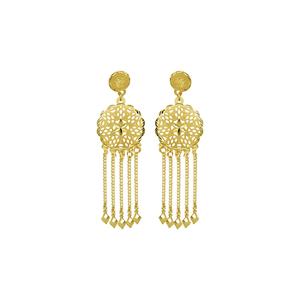 Wholesale 14K 18K 24K <b>Gold</b> Plated Fashion <b>Dangle</b> <b>Earrings</b> Turkish Flower Design <b>Gold</b> Filled <b>Earrings</b> Dubai Style <b>Dangle</b> <b>Earrings</b> - Product Image 3