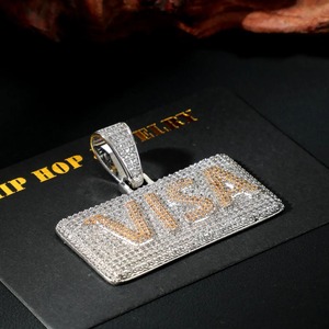Iced Out New Style Pass Diamond Tester Moissanite 925 Sterling <b>Silver</b> Custom Hip Hop Men <b>Pendant</b> Two Tone <b>Initial</b> Letter <b>Pendant</b> - Product Image 2