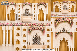 Panel clásico blanco tallado para escenario de boda, estilo marroquí, paneles de arco 3D para la decoración del escenario de boda, aspecto elegante para la decoración del escenario de boda - Product Image 6