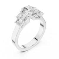 Bague de fiançailles en argent sterling ovale et moissanite émeraude à cinq pierres |   Bague de mariage multi-pierres pour femme