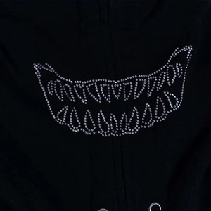 Men's Black Rhinestone Dragon Hoodie Streetwear Zip-Up Sweatshirt Regular Fit <b>Animal</b> <b>Pattern</b> Cotton French Terry Winter Wear - Product Image 3