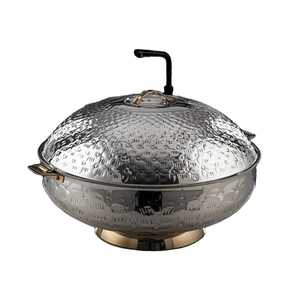 Cazuela de Lujo de Latón Martillado para Roti con Tapa Plana de Acero Inoxidable, Doble Asa, Olla Caliente para Chapati, Calentador de Alimentos, Tazón para Servir - Product Image 6