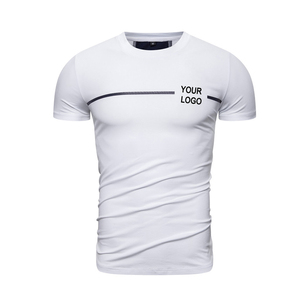 T-shirt de sport décontracté pour homme, coupe ajustée, col rond, manches courtes, couleur unie, 100 % coton tricoté 180 g, séchage rapide, personnalisable - Product Image 3