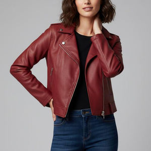 Veste en cuir pour femme, style moto, chaude, douce et confortable, idéale pour les saisons froides et le style de vie. - Product Image 3