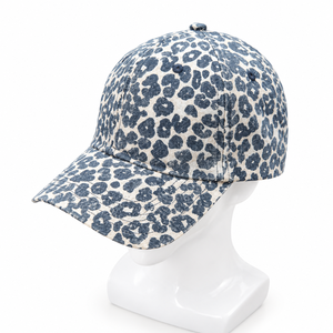 Casquette de baseball unisexe en toile déchirée à imprimé léopard, 6 panneaux, avec logo brodé personnalisé, style décontracté pour l'extérieur - Product Image 1