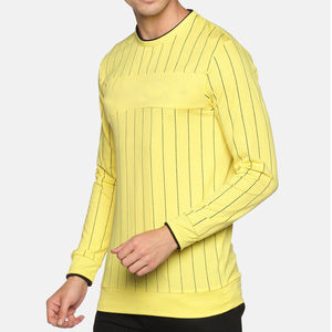Suéter Casual de Punto con Cuello Redondo y Rayas Amarillas para Hombre, Corte Regular, para Otoño - Product Image 3