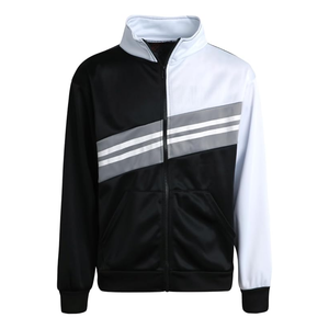 Black <b>White</b> Color Block Zip Front Kids Tracksuits Breathable Performance Fabric Elastic <b>Joggers</b> Lightweight Kids Tracksuits - Product Image 2