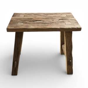 <b>Vintage</b> Style Rustic Wood <b>Stool</b> Natural Finish Looks with Teak <b>Wooden</b> Material for Home Furniture - Product Image 1