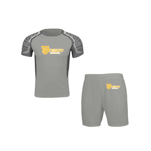 Ensemble d'entraînement athlétique 2 pièces pour hommes |   Ensemble de vêtements de sport 2 pièces respirant pour le football et la gym, avec bordure néon - Product Image 5
