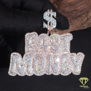 จี้รูปแร็ปเปอร์ "Fast Money" สร้อยคอฮิปฮอปประดับเพชรโมอิสซาไนต์ พร้อมโซ่แบบสั่งทำ - Product Image 6