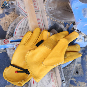 With Reinforced Palm Patch & Adjustable Wrist Strap Premium Quality Durable Yellow Cowhide Leather Driver <b>Gloves</b> Comfortable Fit - Product Image 6
