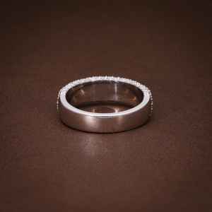 Bague demi-éternité en moissanite ronde pour femme, sertie pavé, en argent 925 original, bijoux fins pour cadeau de mariage ou anniversaire - Product Image 6