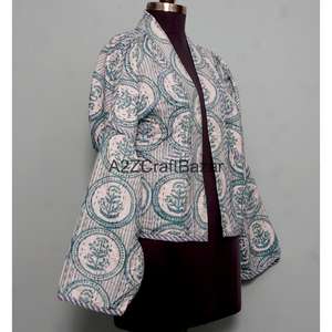 Veste matelassée Kantha indienne vintage faite à la main A2ZCraftBazar, 100% coton respirant et écologique pour femmes et filles - Product Image 4