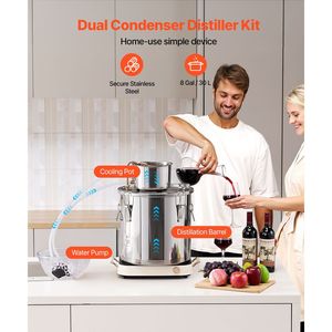 Distillatore di Alcol in Acciaio Inox da 8 Galloni/30 L con Serpentina in Rame per Kit di Fermentazione e Raffinazione Domestica - Product Image 2