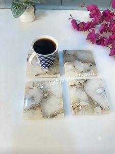 Decorative White <b>Agate</b> <b>Coaster</b> Set Handmade Stone <b>Coasters</b> for Cups Mugs & Glasses Wholesale Available - Product Image 3