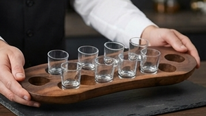 Support à verres à shot ovales en bois de qualité supérieure avec 12 emplacements, fait main, style minimaliste, pour le rangement et le service des boissons - Product Image 3