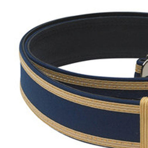 Knitted <b>Belt</b> Yellow <b>Burgundy</b> White Striped Casual Alloy Plate Buckle Polyester Cotton - Product Image 4