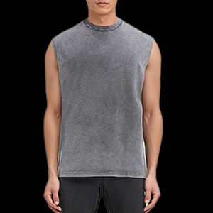 Débardeur vintage délavé pour homme, coupe ample, sans manches, style streetwear, vêtements de sport décontractés, fournisseur d'usine OEM - Product Image 3