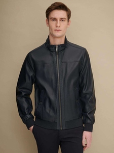 Goat Leather Winter <b>Jacket</b> Men Custom Design <b>Slim</b> <b>Fit</b> Stand Collar Long Sleeve High Quality Fashion Leather <b>Jacket</b> - Product Image 4