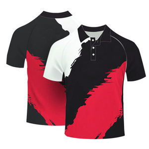 Camiseta Polo de Algodón Sublimado Multicolor Rojo y Negro con Logotipo Personalizado, Unisex para Adultos, Tiempo de Entrega de Muestra de 7 Días - Product Image 1