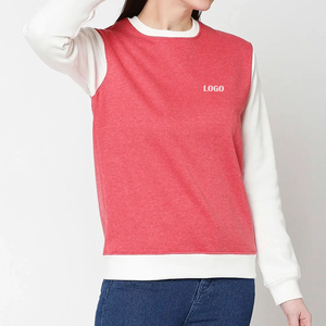 Sweat-shirt pour femme, couleur rouge, col rond, manches longues, tricoté en coton et fibre de bambou, vêtement décontracté d'automne, logo en lettres sur le devant - Product Image 5