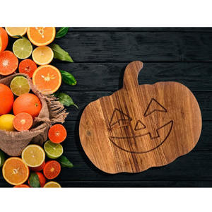 Plato de servir de madera de acacia natural, tablas de vajilla para fiesta de Halloween con ranura de jugo profundo, Decoración de mesa de carnaval, bandeja para servir - Product Image 4