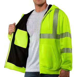 Men's High Visibility Class 3 Waterproof Polyester Rip-Stop Work Jacket Reflective <b>Strips</b> Zipper Closure CE Certified Needle - Product Image 4