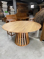 Modernes Chinesisches Nachhaltiges Teakholz Esszimmer-Möbelset 140cm Rundes Design für Zuhause, Küche und Restaurant