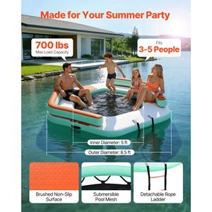 Piattaforma Galleggiante Gonfiabile 8.5x8.5 FT, Tappetino Acquatico Antiscivolo con Borsa per il Trasporto, per Lago e Mare - Product Image 2