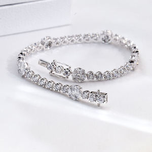 Graduated Round Brilliant Cut Lab Grown Diamond Tennis <b>Bracelet</b> 925 Sterling Silver 10K 14K 18K Gold Tapered Fine Jewelry - Product Image 1