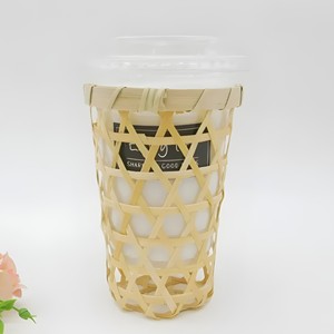 Fundas de bambú natural para vasos, de la mejor calidad, sostenibles, tejidas, para bebidas. - Product Image 1