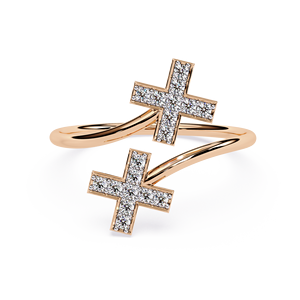 Double Cross Bypass <b>Ring</b> 14k Solid Gold Lab Grown Diamond Toi et Moi Style <b>Dainty</b> X Cross <b>Ring</b> For Women's Gift Anniversary - Product Image 5