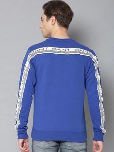 Sudadera Azul para Hombre, Cuello Redondo, Corte Regular, Logotipo Estampado, Informal, Tejido de Punto, 100% Algodón, Otoño - Product Image 4