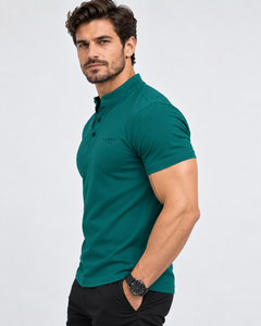 Fawkes <b>Men's</b> <b>Green</b> Short Sleeve Pique <b>Polo</b> <b>Shirt</b> Solid Color Casual Breathable Knitted Regular Fit Back Neck Logo wholesale - Product Image 6